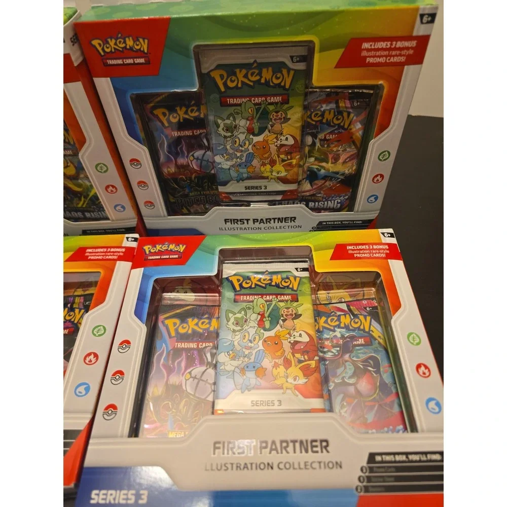 Lot of 4 - Pokemon TCG First Partner Illustration Collection Box Series 3 - NISB